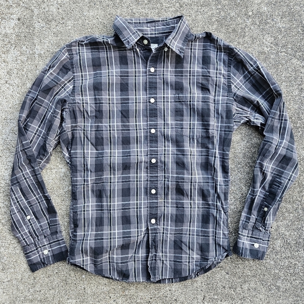 Tailored by J.Crew Quality Woven Shirts Plaid 100% Cotton Button Up Shirt Mens M